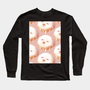 Smile Dog Donut Pattern Long Sleeve T-Shirt